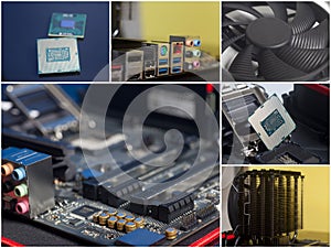 Collage of personal computer components.