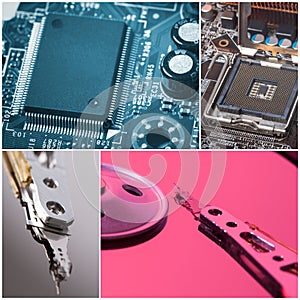 Collage of personal computer components
