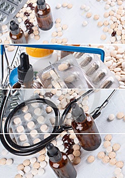 Collage of pharmaceutical medicine pills