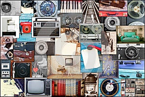 Collage of a photo of old things