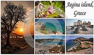 Collage of photos at Aegina, Saronic islands, Greece