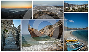 Collage of photos at Amorgos, Cyclades, Greece