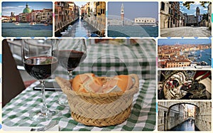A collage of photos of attractions Venice Italy