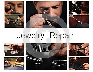 Collage with photos of jewelers