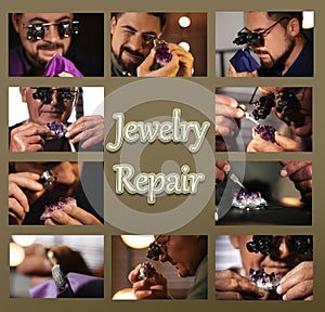 Collage with photos of jewelers