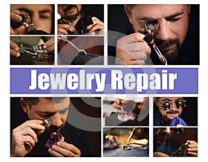 Collage with photos of jewelers