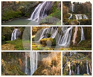 Collage with photos of Marmore fall (Cascata delle Marmore) photo