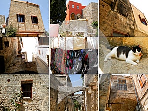 Collage of photos from Rhodes, old town