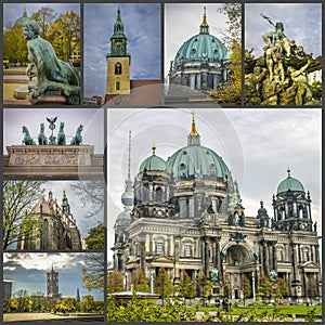 Collage of photos of the sights of Berlin, Germany