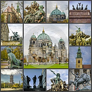 Collage of photos of the sights of Berlin, Germany