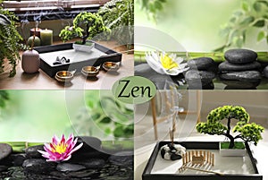 Collage of photos. Zen and harmony