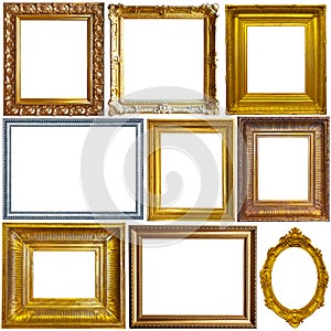 Collage of picture frames isolated on white