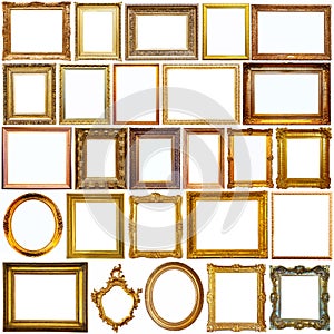 Collage of picture frames isolated on white