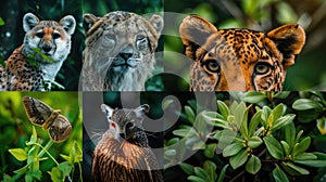 a collage of pictures of animals and plants