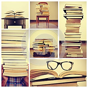 Collage of pictures of books