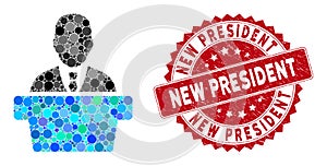 Collage Politician with Textured New President Seal