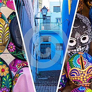 Collage of popular tourist destinations in Guanajuato, Mexico. Travel background