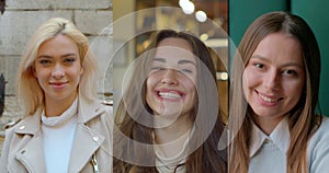 Collage portrait of young professionals or students, happy young international group, woman smiling, happy people.