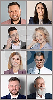 Collage with portraits of business people