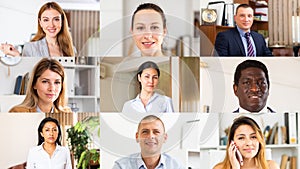 Collage of portraits of smiling business people of different nationalities