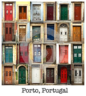 Collage of portuguese wooden doors