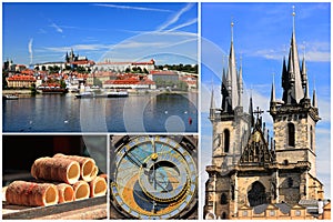 Collage of Prague, the capital city of Czech Republic in Europe photo