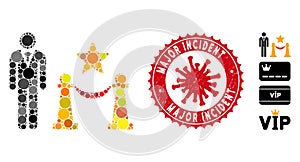 Collage Prestige Entarnce Icon with Coronavirus Distress Major Incident Stamp