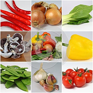 Collage of raw vegetables