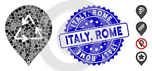 Collage Recycling Marker Icon with Grunge Italy, Rome Stamp