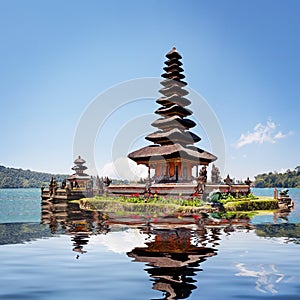 Collage with reflection of Pura Ulun Danu Bratan