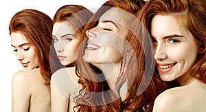 Collage of sensual redhead woman with beautiful hair.