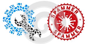 Collage Service Tools Icon with Coronavirus Grunge Spammer Stamp