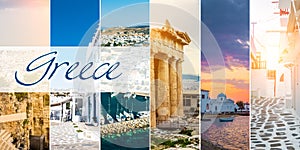 Collage of sights of Greece