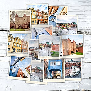 Collage of sights in Warsaw