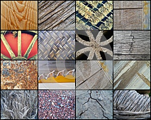 Collage of Sixteen Rustic Textures