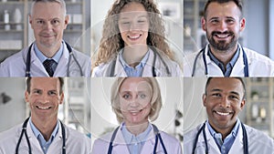 The Collage of Smiling Doctors Looking At the Camera