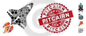 Collage Space Shuttle Icon with Distress Pitcairn Stamp