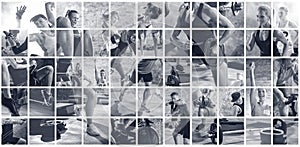 Collage of sport photos with people