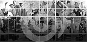 Collage of sport photos with people