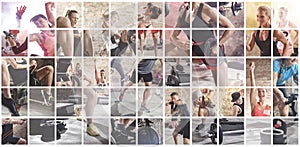 Collage of sport photos with people