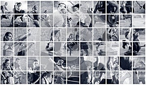 Collage of sport photos with people
