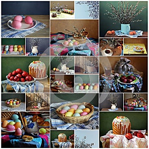 Collage from still lifes by a holiday Easter photo