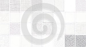 Collage of Subtle Textures and Patterns in White and Gray