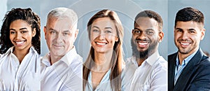 Collage Of Successful Business People Portraits With Five Multiethnic Entrepreneurs