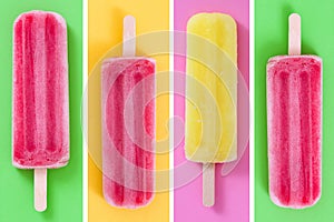 Collage of summer popsicles on different background