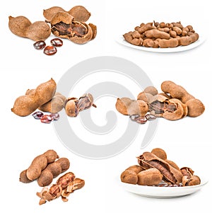 Collage of Tamarind close-up on white