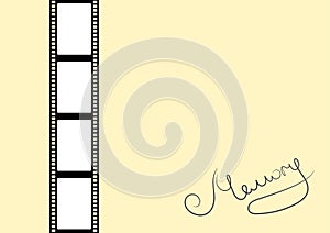 Collage template filmstrip and lettering word memory on background