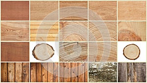 Collage of textures of wood