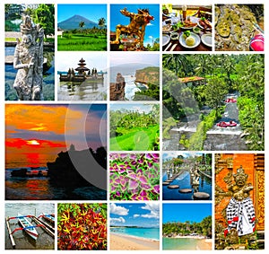 The collage on the theme of Bali, Indonesia