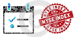 Collage Todo List Calendar Day with Textured Nyse Index Stamp
